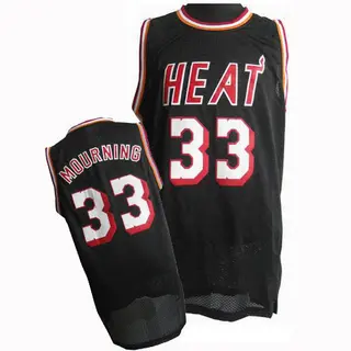 Men's Alonzo Mourning Miami Heat Adidas Authentic Black Throwback Finals Patch Jersey