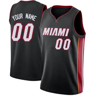 Men's Custom Miami Heat Nike Swingman Black Jersey - Icon Edition