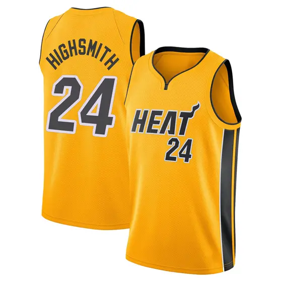 Men's Haywood Highsmith Miami Heat Nike Swingman Gold 2020/21 Jersey - Earned Edition