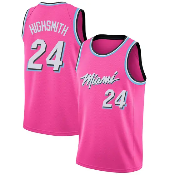 Men's Haywood Highsmith Miami Heat Nike Swingman Pink 2018/19 Jersey - Earned Edition