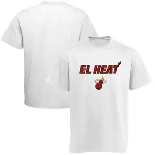 Men's Miami Heat Adidas White 2014 Noches Enebea T-Shirt -