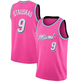 Men's Nik Stauskas Miami Heat Nike Swingman Pink 2018/19 Jersey - Earned Edition