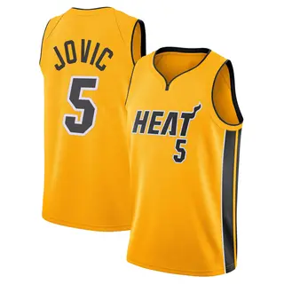 Men's Nikola Jovic Miami Heat Nike Swingman Gold 2020/21 Jersey - Earned Edition