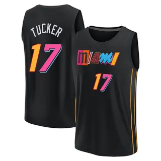Men's P.J. Tucker Miami Heat Fanatics Branded Fast Break Black 2021/22 Replica City Edition Jersey