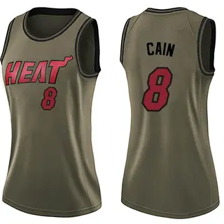 Women's Jamal Cain Miami Heat Nike Swingman Green Salute to Service Jersey