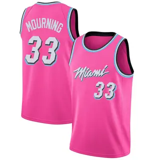 Youth Alonzo Mourning Miami Heat Nike Swingman Pink 2018/19 Jersey - Earned Edition