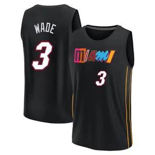 Youth Dwyane Wade Miami Heat Fanatics Branded Fast Break Black 2021/22 Replica City Edition Jersey