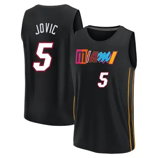 Youth Nikola Jovic Miami Heat Fanatics Branded Fast Break Black 2021/22 Replica City Edition Jersey